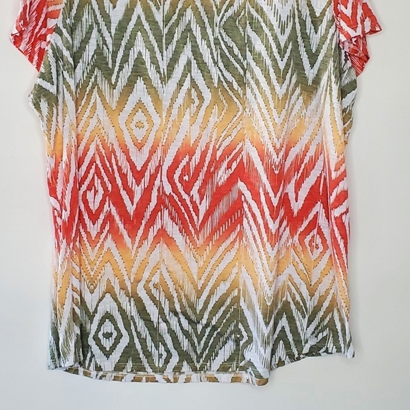 Chico's Zenergy Ikat Print Top Size 16/18 Crushed Fabric Shirt Tunic - Picture 5 of 12
